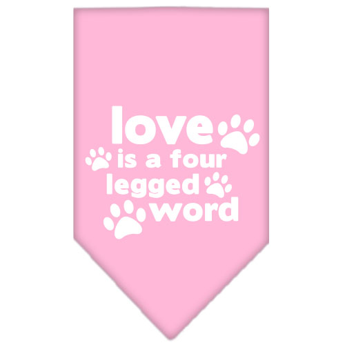 Love is a Four Leg Word Screen Print Bandana Light Pink Large